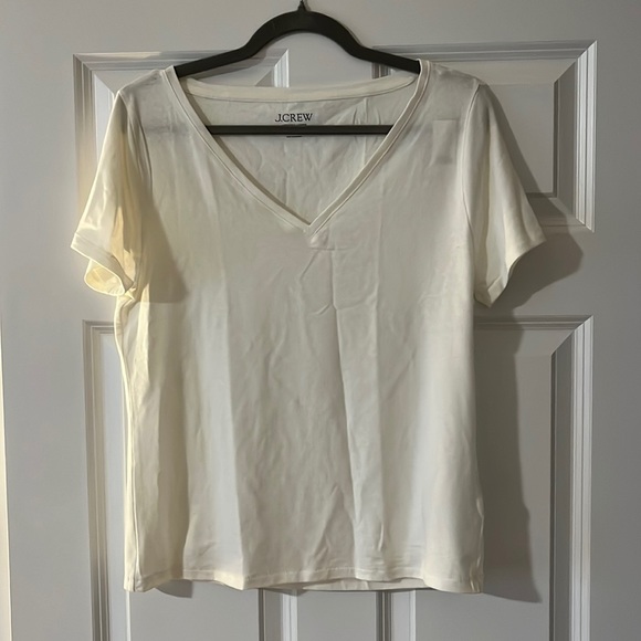 J Crew Stretch Linen Tee White L NWT - Picture 5 of 6